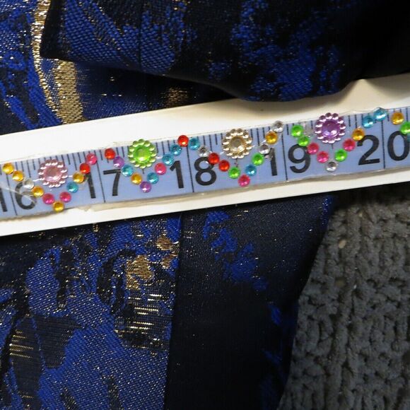 Moss London Mens Party Satin Gold Metallic Floral Skinny Button Jacquard Coat M - Picture 13 of 16